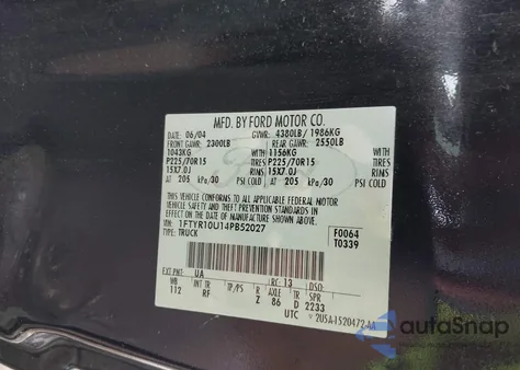 2004 Ford Ranger Edge/Xl/Xlt z USA, uszkodzony, nr VIN 1FTYR10U14PB52027